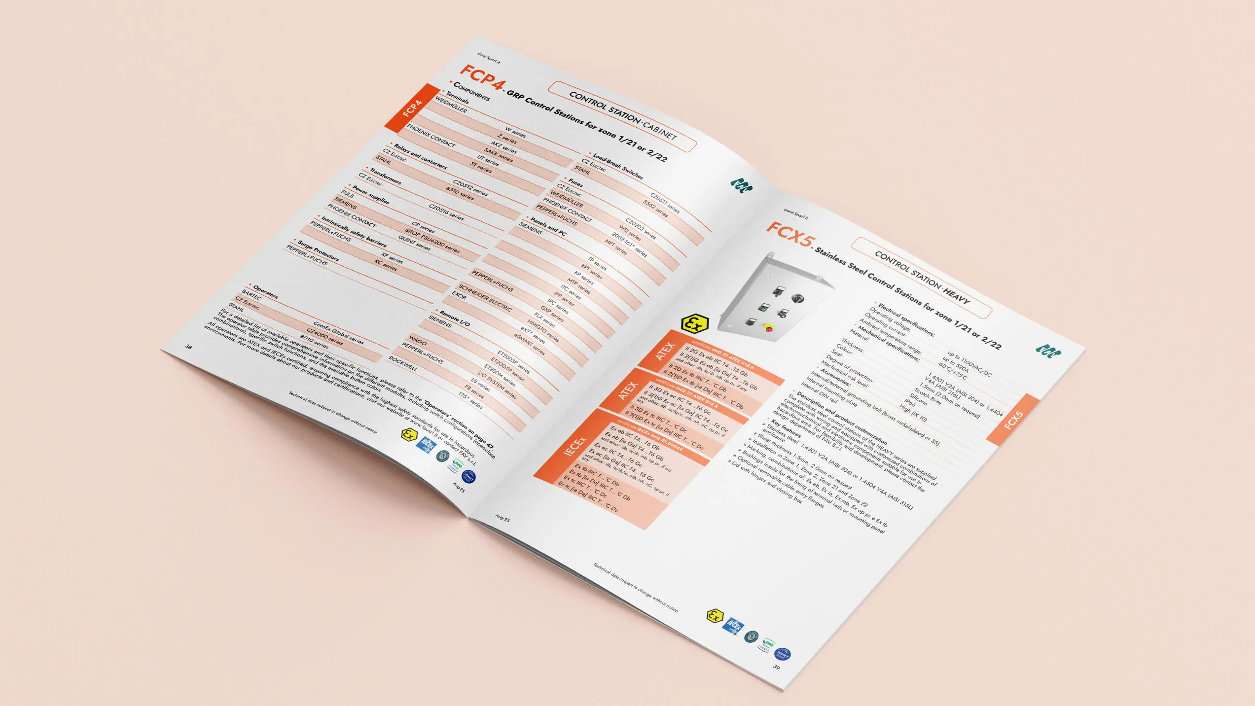 Mockup del catalogo tecnico realizzato per FAV srl da Vetta